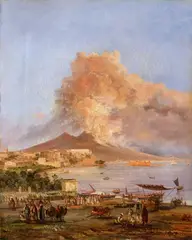 Raffaele Carelli, Two Landscapes of Naples, Oil on canvas. Each