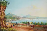 Gustavo Scoppa, A View of Salerno, Gouache on paper
