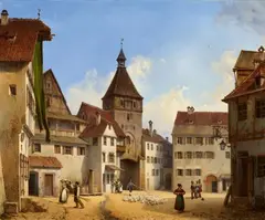 Michael Neher, The Iller Gate in Kempten, Oil on canvas