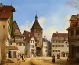Michael Neher, The Iller Gate in Kempten, Oil on canvas