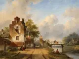 Charles Leickert, A Sunny Riverbank, Oil on panel
