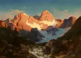 Alpenglow by Oswald Achenbach, Oil on canvas (relined), offered Nov 2017