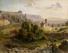 Fritz Bamberger, Spanish Mountain Landscape, Oil on paper, mounted on hardboard