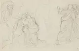 attributed to Anselm Feuerbach, Euridice before Persephone, Pencil on paper
