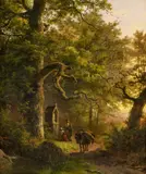 Barend Cornelis Koekkoek, Wooded Landscape with a Wayside Shrine