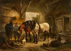 Wouter Verschuur jr., A Horse and a Stableboy, Oil on panel