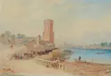 View of Cologne with the Bayenturm by English School 19th century, Watercolour, offered Nov 2017