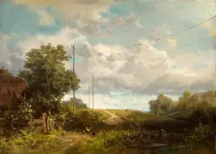 Carl Spitzweg, Landscape with Swallows, Oil on panel (parquetted)