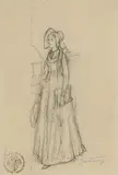 Carl Spitzweg, Sketch of a Young Woman in a Hat and with Glasses, Pencil on paper