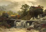 Mill in the Forest by a Mountain Stream by Andreas Achenbach, Oil on canvas, offered Nov 2017