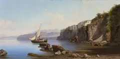 Alessandro La Volpe, A Fishing Boat in the Bay of Sorrent, Oil on canvas (relined)