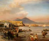 View of Naples with Mount Vesuvius by Oswald Achenbach, Oil on canvas, offered Nov 2017