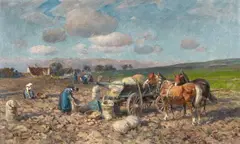 Karl Stuhlmüller, The Potato Harvest, Oil on canvas (relined)