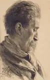 Portrait of a Man in Profile by Adolph von Menzel, Black chalk, sold Nov 2017