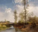 Joseph Wenglein, Figures in a River Landscape