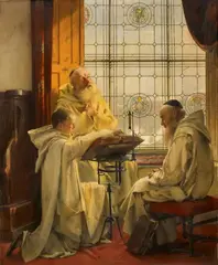 Richard Linderum, Monks at Prayer, Oil on canvas