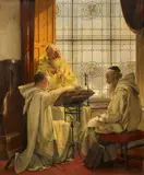 Richard Linderum, Monks at Prayer, Oil on canvas
