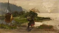Gustav Marx, Landscape Painter at his Easel, Oil on panel