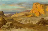 Carl Wuttke, View of the Mokattam Mountain near Cairo, Oil on card