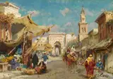 Carl Wuttke, Oriental Street Scene, Oil on panel