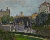 Charles Vetter, The Stachus in Munich, Oil on canvas