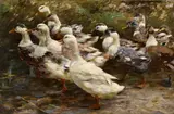 Alexander Koester, Feeding Time, Oil on canvas, mounted on hardboard
