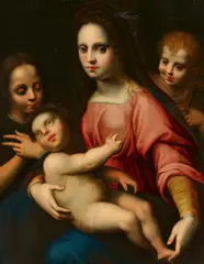 Domenico Puligo, The Virgin and Child with John the Baptist and an Angel, Oil on panel