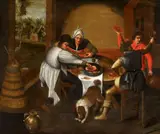 Marten van Cleve, Peasants Feeding Spanish Soldiers, Oil on panel