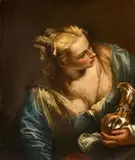 Venetian School circa 1600, Young Woman with a Silver Pitcher, Oil on canvas (relined)