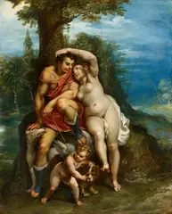 Joachim Wtewael, Venus and Adonis, Oil on copper