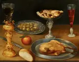 attributed to Gottfried von Wedig, Still Life with Luxury Vessels, Oil on panel (parquetted)