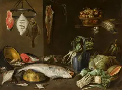 Still Life with Fish and Vegetables by Alexander Adriaenssen, Oil on canvas (relined), sold Nov 2017
