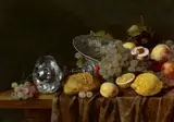 Carstian Luyckx, Still Life with a Silver Chalice, Wanli Bowl, and Fruit, Oil on panel