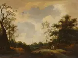 Frans de Momper, Hilly Landscape with Tall Trees, Oil on panel (parquetted)