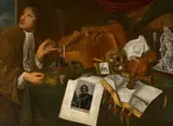 Jacques de Claeuw, Vanitas Still Life with Musical Instruments, Oil on canvas (relined)