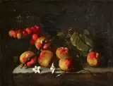 Paolo Porpora, Still Life with Peaches, Cherries, and Jasmine Flowers, Oil on canvas (relined)