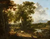 Frederik de Moucheron, Southern Landscape with Shepherds, Oil on canvas (relined)