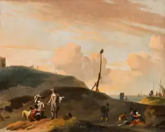 Ludolf Backhuysen the Elder, Figures in a Dune Landscape, Oil on canvas (relined)