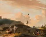 Ludolf Backhuysen the Elder, Figures in a Dune Landscape, Oil on canvas (relined)