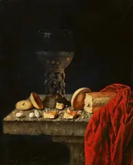 Georg Hinz, Still Life with Sweetmeats and a Rummer, Oil on canvas (relined)