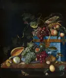 Still Life with Fruit, a Lapis Lazuli Box, and a Wanli Dish by circle of Jan Davidsz. de Heem, Oil on canvas (relined), sold Nov 2017