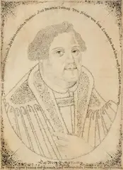 Micrography of Martin Luther by Johann Michael Puchler, Ink and wash on parchment, sold Nov 2017