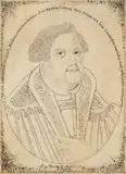 Johann Michael Puchler, Micrography of Martin Luther, Ink and wash on parchment
