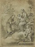 attributed to Mauro Soderini, The Virgin Appearing before Saint Anthony, Black chalk on tinted paper