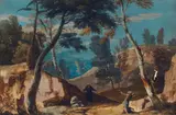Marco Ricci, Mountainous Landscape with two Monks and a Hermit