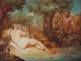 French School 18th century, Satyr and Nymph