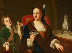 German or Bohemian Master, An Elegant Lady Drinking Coffee, Oil on canvas (relined)