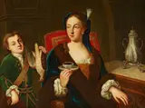 German or Bohemian Master, An Elegant Lady Drinking Coffee, Oil on canvas (relined)