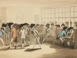 J. Fry, Visitors at the Café d'Orange, Ink drawing with watercolour wash on wove paper Signed and dated lower left: J. Fry, Inv. et Del.