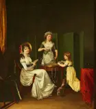French Artist, Coffee in the Salon, Oil on canvas (relined)